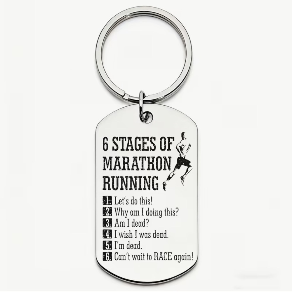 3/$25 6 Stages Of Marathon Running Stainless Steel Keychain NEW